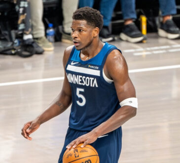 NBA: Anthony Edwards dribbles the ball for the Minnesota Timberwolves against the Dallas Mavericks at American Airlines Center