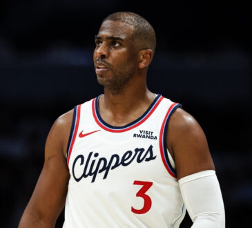 NBA: Chris Paul of the LA Clippers reacts to a call during the second half against the Charlotte Hornets at Spectrum Center on November 22, 2025.