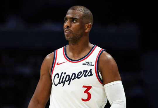 NBA: Chris Paul of the LA Clippers reacts to a call during the second half against the Charlotte Hornets at Spectrum Center on November 22, 2025.