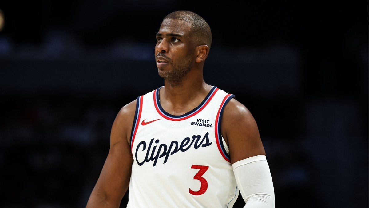 NBA: Chris Paul of the LA Clippers reacts to a call during the second half against the Charlotte Hornets at Spectrum Center on November 22, 2025.