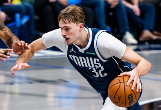 NBA: Cooper Flagg drives to the rim for the Dallas Mavericks against the Philadelphia 76ers at American Airlines Center