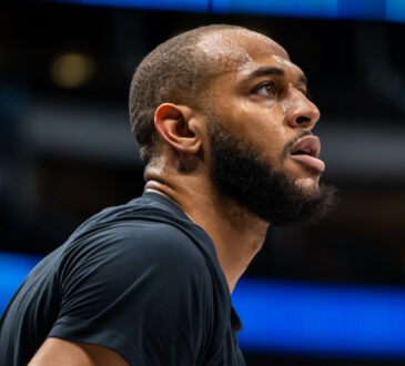 Daniel Gafford shoots jump shots during pregame warmups for the Dallas Mavericks before facing the Denver Nuggets