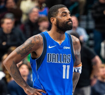 Kyrie Irving talks to the sideline during the Dallas Mavericks’ Jan. 17, 2025 win over the Oklahoma City Thunder.