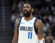 NBA: Kyrie Irving of the Dallas Mavericks looks on during the second half against the Golden State Warriors at Chase Center on February 23, 2025.