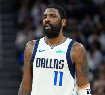 NBA: Kyrie Irving of the Dallas Mavericks looks on during the second half against the Golden State Warriors at Chase Center on February 23, 2025.