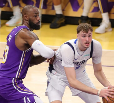 NBA: LeBron James guards Cooper Flagg during the NBA Cup game between the Dallas Mavericks and Los Angeles Lakers at Crypto.com Arena