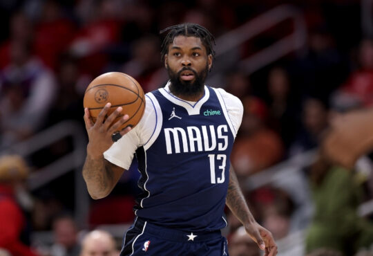 NBA: Naji Marshall brings the ball up court for the Dallas Mavericks against the Houston Rockets at Toyota Center.