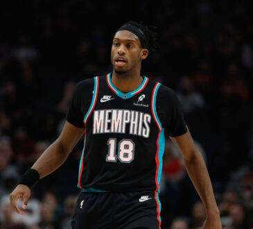 NBA: Olivier-Maxence Prosper looks on during the Memphis Grizzlies’ game against the Portland Trail Blazers at Moda Center.