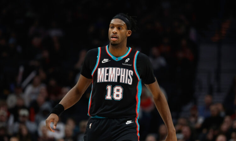 NBA: Olivier-Maxence Prosper looks on during the Memphis Grizzlies’ game against the Portland Trail Blazers at Moda Center.