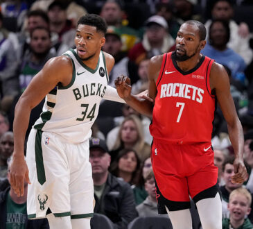 Milwaukee Bucks forward Giannis Antetokounmpo and Houston Rockets forward Kevin Durant