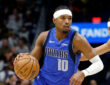 Brandon Williams drives to the basket during Mavericks vs. Pelicans at Smoothie King Center on March 16, 2026.
