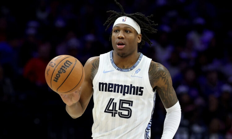 GG Jackson #45 of the Memphis Grizzlies in action against the Philadelphia 76ers at Xfinity Mobile Arena on March 10, 2026.