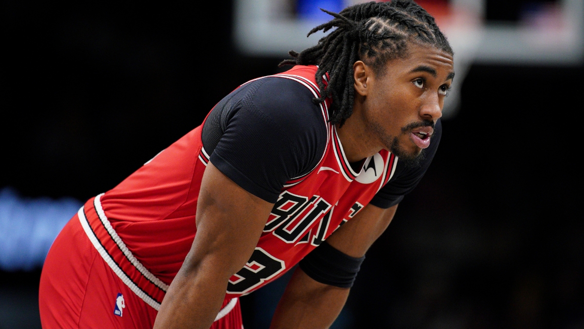 Jaden Ivey #31 of the Chicago Bulls looks on during a game against the Brooklyn Nets at Barclays Center on February 09, 2026.