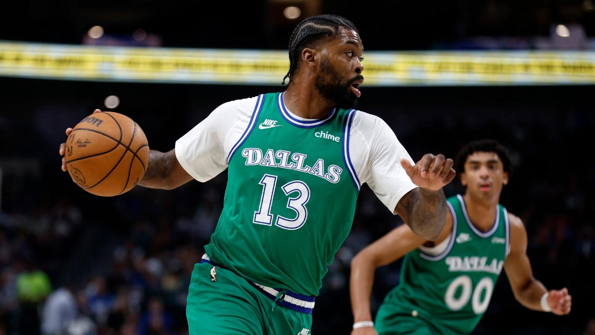 Naji Marshall of the Dallas Mavericks handles the ball against the Los Angeles Clippers during the first half at American Airlines Center on March 21, 2026.