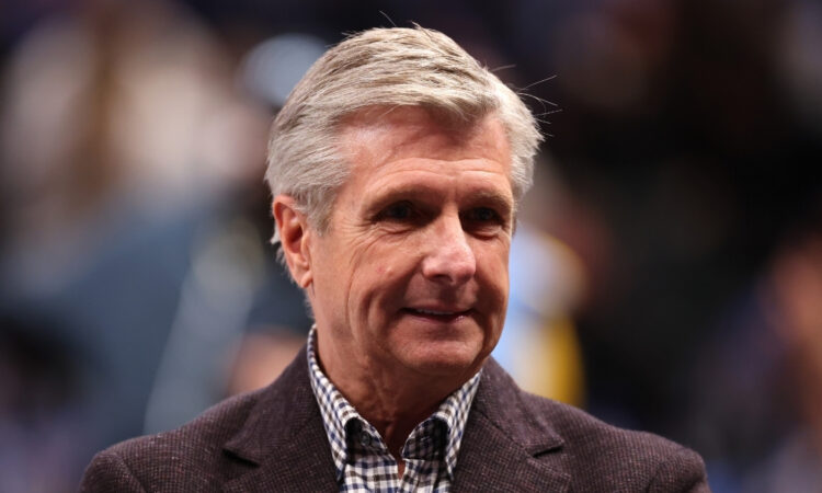 Dallas Mavericks CEO Rick Welts looks on before a game against the Golden State Warriors at American Airlines Center on January 22, 2026.