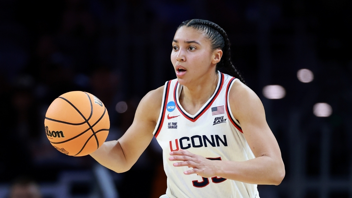Azzi Fudd #35 of the UConn Huskies dribbles the ball against the North Carolina Tar Heels during the Sweet Sixteen at Dickies Arena in Fort Worth.