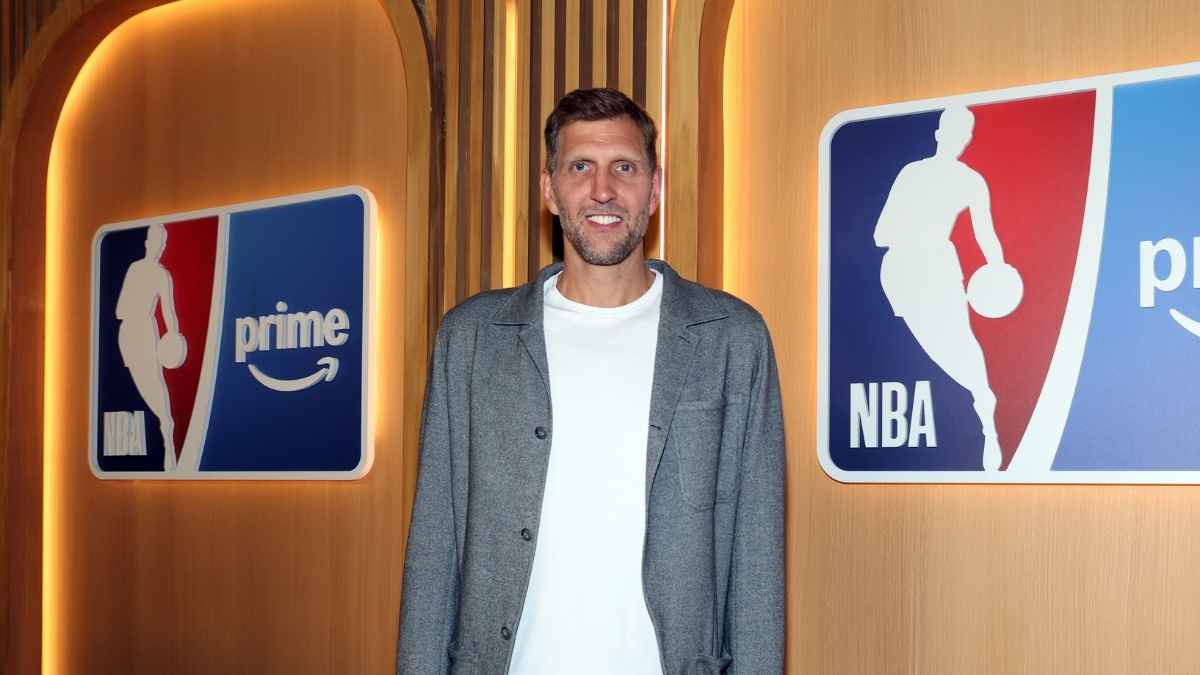 Dirk Nowitzki attends the Prime Video NBA on Prime Studio unveiling at The Culver Studios in Culver City, California.
