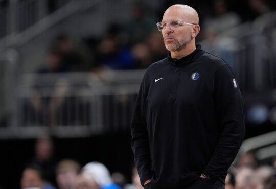 Dallas Mavericks head coach Jason Kidd looks on during a game against the Milwaukee Bucks at Fiserv Forum on March 31, 2026.