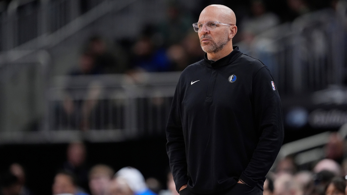 Dallas Mavericks head coach Jason Kidd looks on during a game against the Milwaukee Bucks at Fiserv Forum on March 31, 2026.