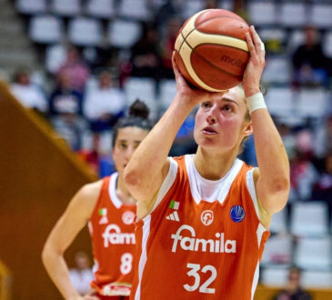 Dallas Wings forward Jessica Shepard competing for Beretta Famila Schio in a EuroLeague Women game against Spar Girona in Spain.