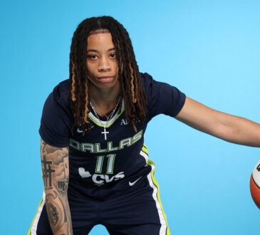Dallas Wings guard JJ Quinerly posing for a portrait during 2026 WNBA Media Day at College Park Center.