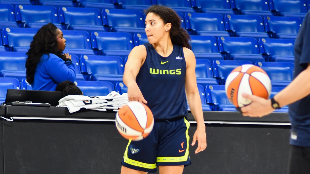 Dallas Wings rookie Azzi Fudd practicing her jump shot during Thursday's shootaround at College Park Center.