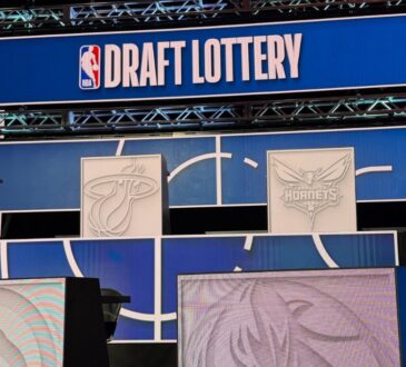 Rolando Blackman of the Dallas Mavericks on stage at the 2026 NBA Draft Lottery in Chicago.