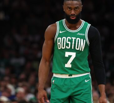 Jaylen Brown #7 of the Boston Celtics during the second quarter of Game 7 in the Eastern Conference First Round playoffs against the Philadelphia 76ers at TD Garden on May 02, 2026.