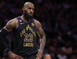 LeBron James #23 of the Los Angeles Lakers catches his breath during Game 4 of the Western Conference Second Round playoffs at Crypto.com Arena on May 11, 2026.