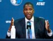 Masai Ujiri speaking at his introductory press conference as Dallas Mavericks President of Basketball Operations.