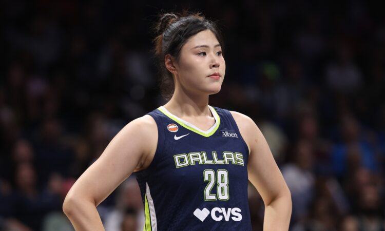 Dallas Wings center Li Yueru looks on during a June 1 game against the Seattle Storm at College Park Center
