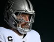 Las Vegas Raiders defensive end Maxx Crosby stands in the tunnel in his helmet before facing the Philadelphia Eagles.