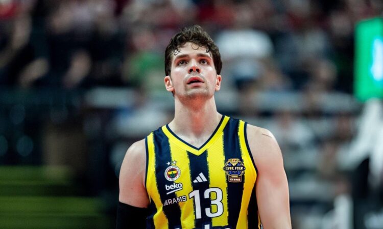 Tarik Biberovic wearing Fenerbahce Beko jersey number 13 at EuroLeague Final Four