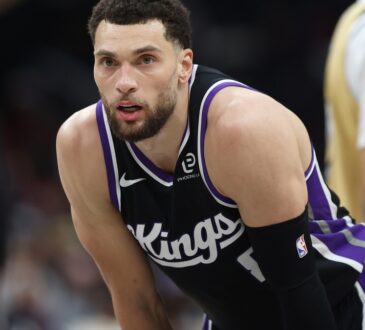 Sacramento Kings guard Zach LaVine #8 looks on during the second half against the Washington Wizards at Capital One Arena.