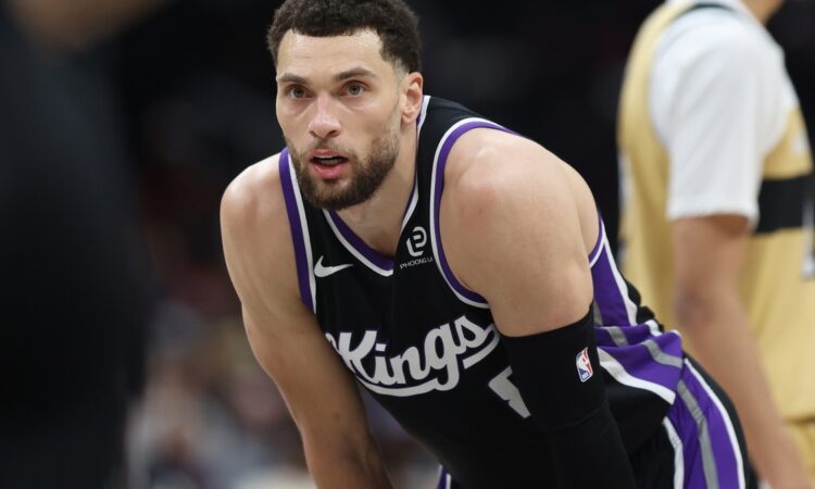 Sacramento Kings guard Zach LaVine #8 looks on during the second half against the Washington Wizards at Capital One Arena.