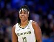 Dallas Wings guard Christyn Williams looks on during the second half against the Phoenix Mercury at College Park Center.