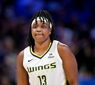 Dallas Wings guard Christyn Williams looks on during the second half against the Phoenix Mercury at College Park Center.