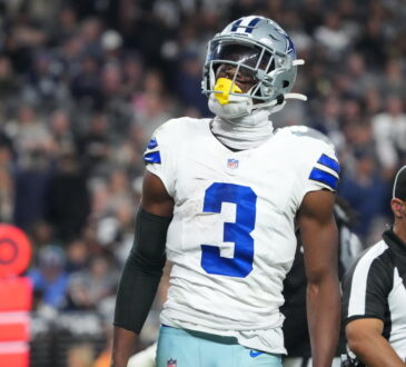 Dallas Cowboys wide receiver George Pickens reacts after making a catch against the Las Vegas Raiders.