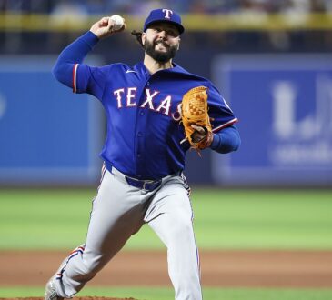 Texas Rangers relief pitcher Jakob Junis delivers a pitch against the Tampa Bay Rays at Tropicana Field.
