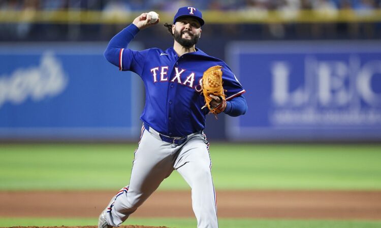 Texas Rangers relief pitcher Jakob Junis delivers a pitch against the Tampa Bay Rays at Tropicana Field.