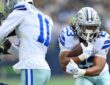 Dallas Cowboys running back Jaydon Blue tucks the ball and cuts upfield against the Seattle Seahawks.