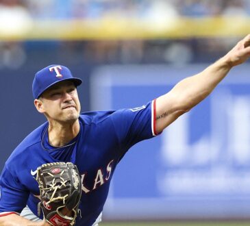 Texas Rangers left-handed pitcher Marco Gonzales releases a pitch against the Tampa Bay Rays at Tropicana Field.