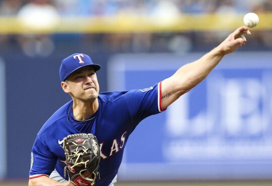 Texas Rangers left-handed pitcher Marco Gonzales releases a pitch against the Tampa Bay Rays at Tropicana Field.