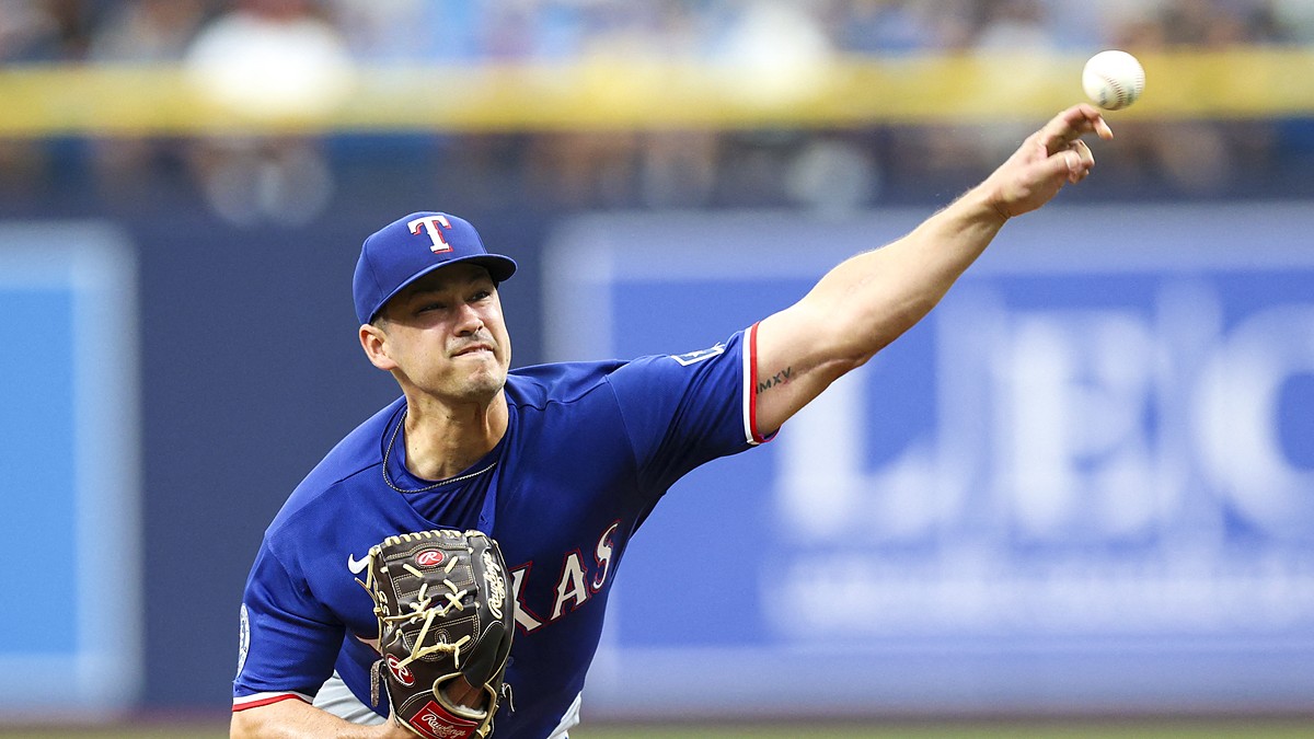 Texas Rangers left-handed pitcher Marco Gonzales releases a pitch against the Tampa Bay Rays at Tropicana Field.