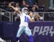Dallas Cowboys quarterback Sam Howell releases a pass against the New Orleans Saints.