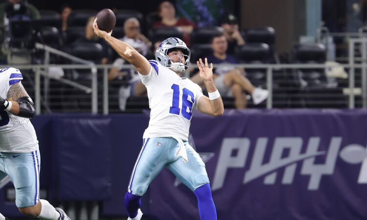Dallas Cowboys quarterback Sam Howell releases a pass against the New Orleans Saints.