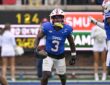 SMU Mustangs safety Ahmaad Moses, No. 3, carries the ball upfield after an interception.