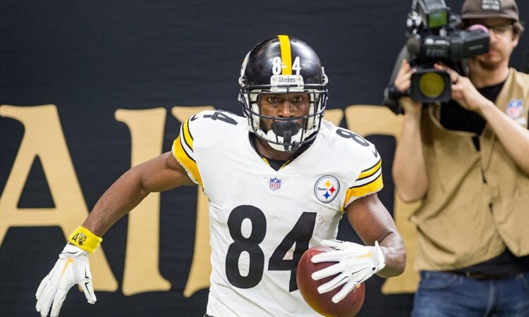 Pittsburgh Steelers wide receiver Antonio Brown carries the ball into the end zone against the Saints.