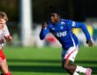 Kongsvinger winger Daniel Job pushes past a defender during an OBOS-ligaen match.