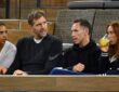 Former Dallas Mavericks teammates Dirk Nowitzki and Steve Nash talk while watching a tennis match from their seats.